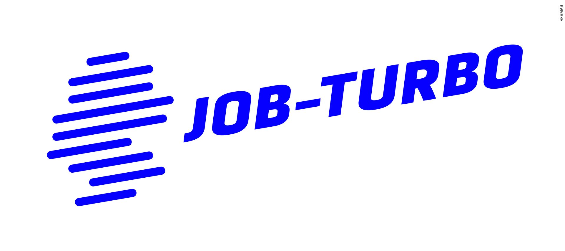 Zu sehen ist das Logo des Jobturbo: Eine schraffierte Deutschlandkarte und der Schriftzug Job-Turbo